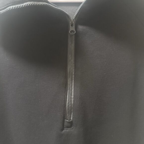 Half Zip Cropped Sweatshirt Womens Medium Black Pullover Lounge Stretch Soft - Picture 2 of 6